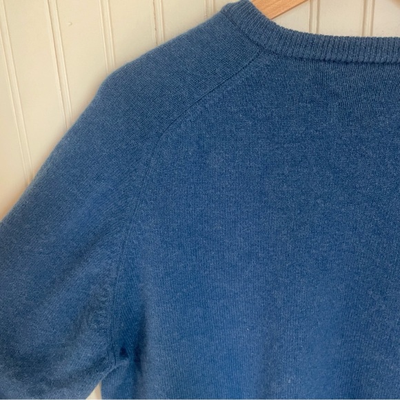 Alan Paine Blue 100% Lambswool V-Neck Sweater, Men’s Large - Picture 5 of 6
